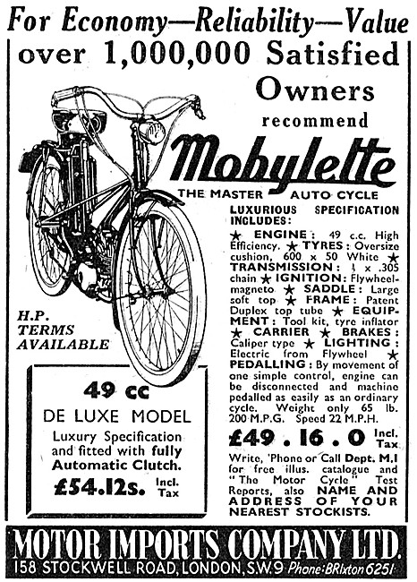 1955 Mobylette De Luxe Auto-Cycle 49 cc                          