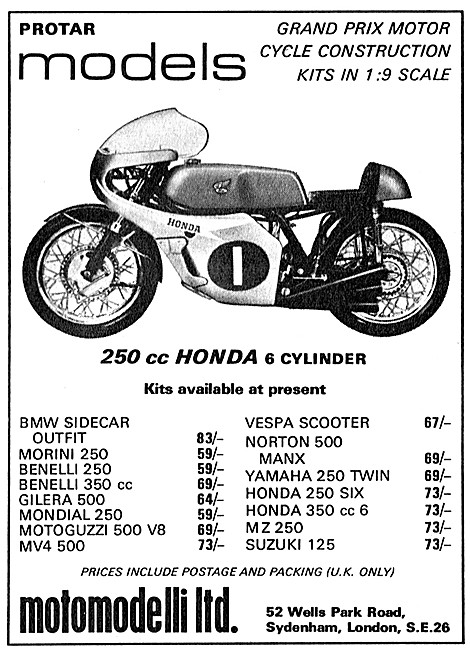 Motomodelli 250cc Honda Six Model 1970                           