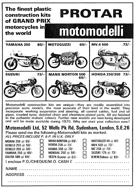 Protar Motomodelli Motorcycle Models                             