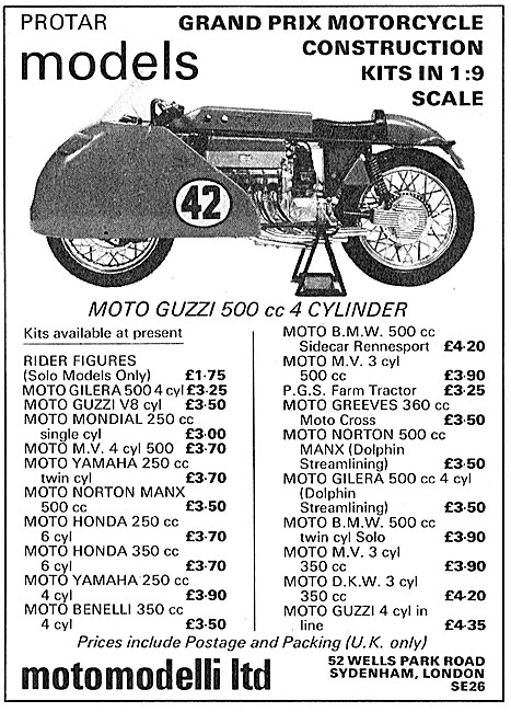 Motomodelli Protar Moto Guzzi 500ccc Model Motorcycle            