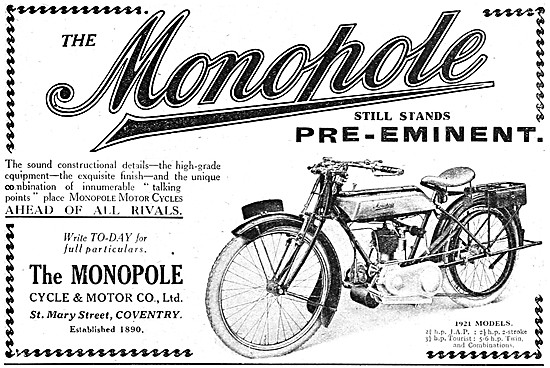 Monopole Motor Cycles - Monopole 2 3/4 hp Two-Stroke             