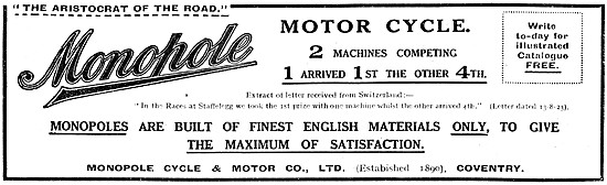 1923 Monopole Motor Cycles                                       