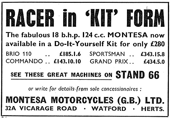 The 1960 Range Of Montesa Motor Cycle Kits - Brio - Commando     