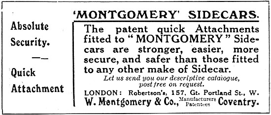 Montgomery Sidecars 1913 Advert                                  