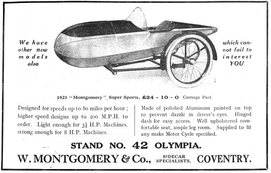 1922 Montgomery Super Sports Sidecar                             