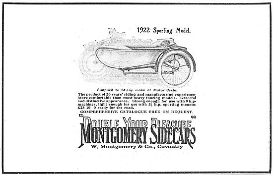 Montgomery Spring Model Sidecars 1922 Advert                     