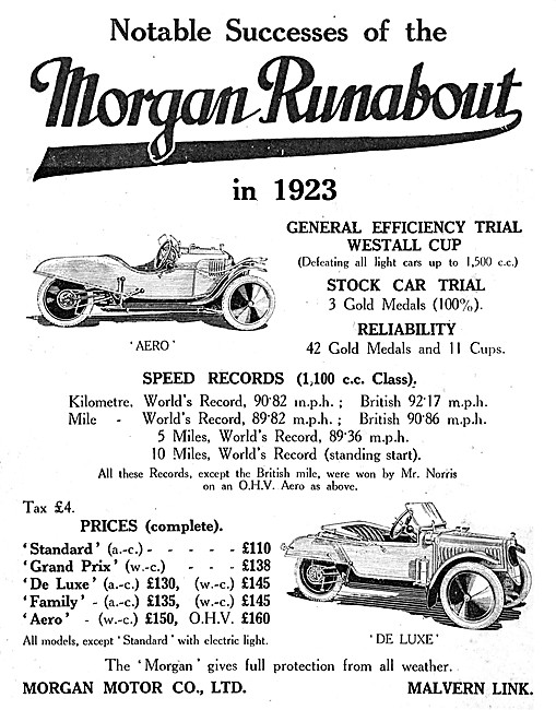 1923 Morgan Aero Car - The 1923 Range Of Morgan 3-Wheeler Cars   