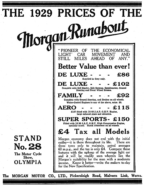 1928 Morgan Runabout Three Wheeler                               