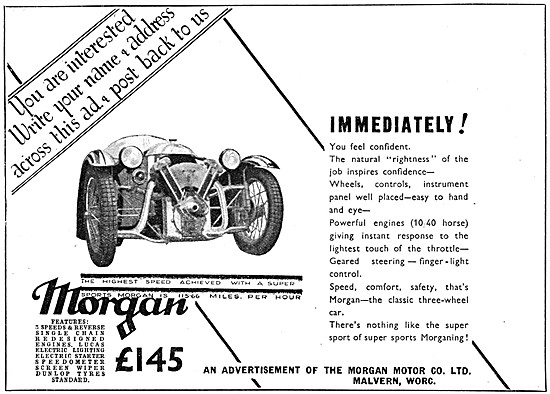 Morgan Three Wheelers 1932 Advert                                