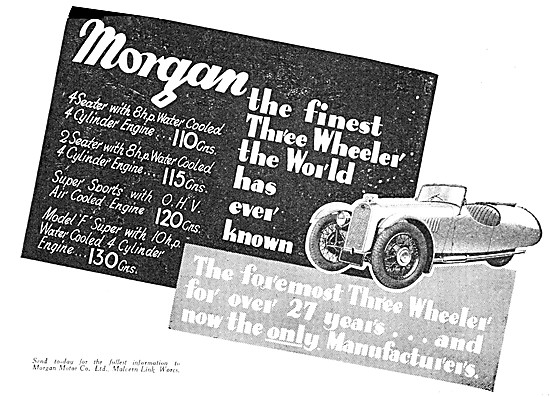 The Morgan Three Wheeler Car Range For 1938                      