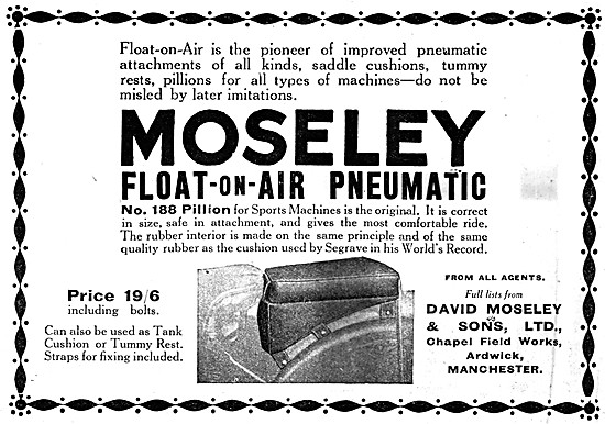 Moseley Float-On-Air Pneumatic Seat Cushions 1929                