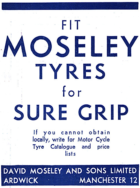 Moseley Tyres 1933 Advert                                        