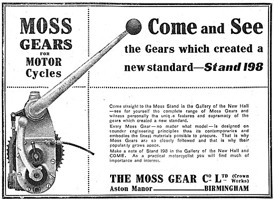 Moss Gears - Moss Gearboxes 1923 Advert                          
