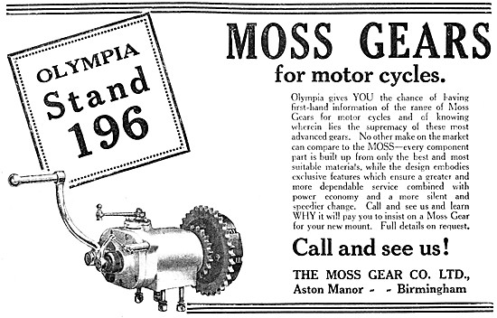 Moss Gears - Moss Motor Cycle Gearboxes 1928 Advert              