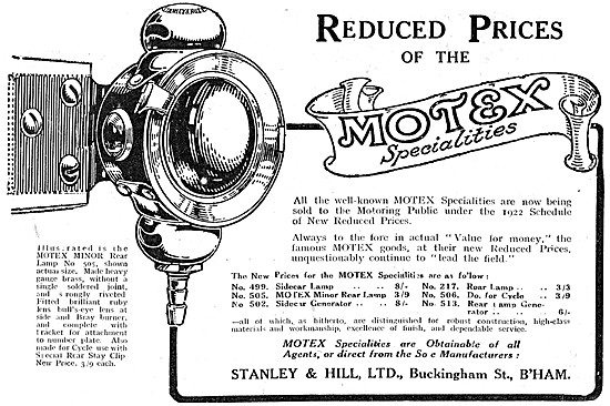 Motex Motor Cycle Accessories - Motex Lamps                      