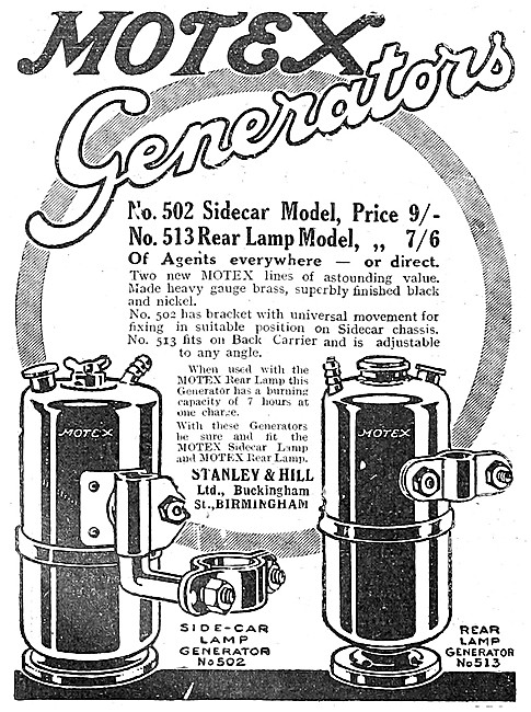 Motex Acetylene Gas Lighting Generators                          