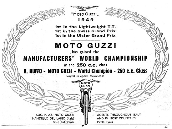 1949 Moto Guzzi Motor Cycle Advert                               