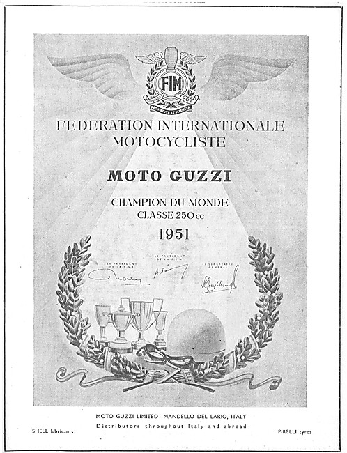 1951 Moto Guzzi 250 cc Motor Cycles                              
