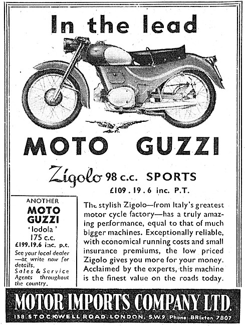 1958 Moto Guzzi Zigolo 98 cc Sports Motor Cycle                  
