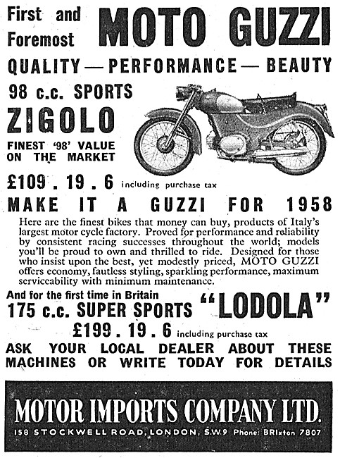Moto Guzzi 98cc Sports Zigolo - Moto Guzzi Lodola 175 cc SS      