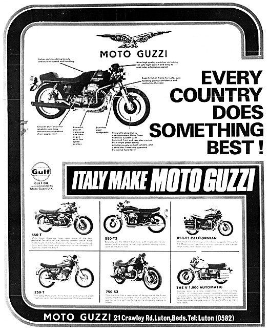 1975 Moto Guzzi Motor Cycle Range Illustrated Advert             