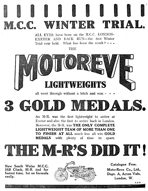 Moto-Reve Motor Cycles 1911 Advert                               