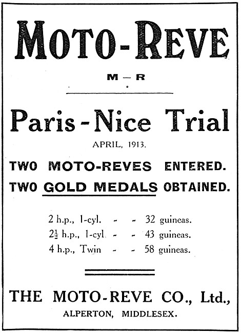 1913 Moto-Reve Motor Cycles                                      