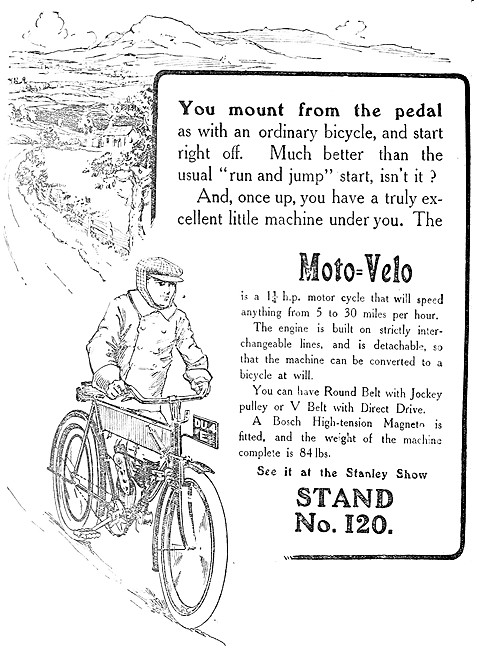 1909 Moto-Velo Motor Cycle - 1 1/4 hp Motor Cycle                