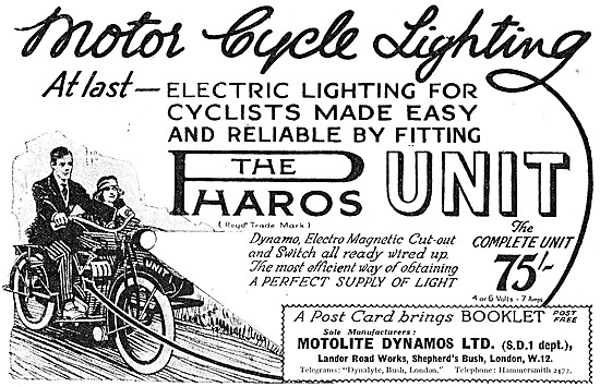 Motolite Pharos Motor Cycle Dynamo Lighting Set                  