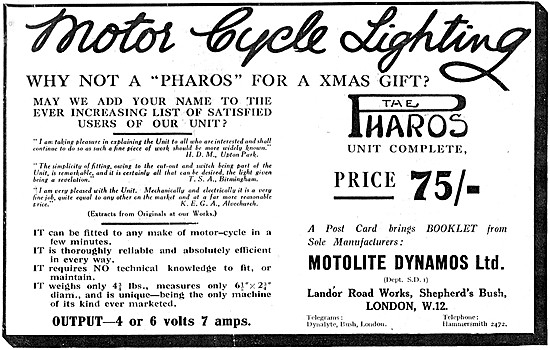 Motolite Pharos Motorcycle Dynamo Lighting Set                   