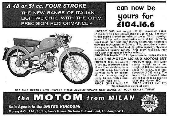 Motom 60S - Motom Motor Cycles - Morray & Co UK  MOTOM UK Agents 