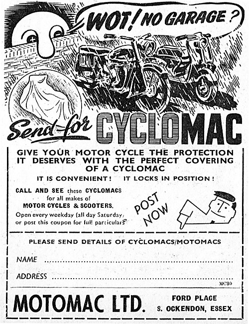 Motomac Cyclomac Weatherproof Protective Cover For Motor Cycles  