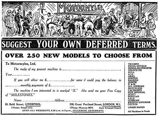 Motormyles Motorcycle Sales & Service 1929                       