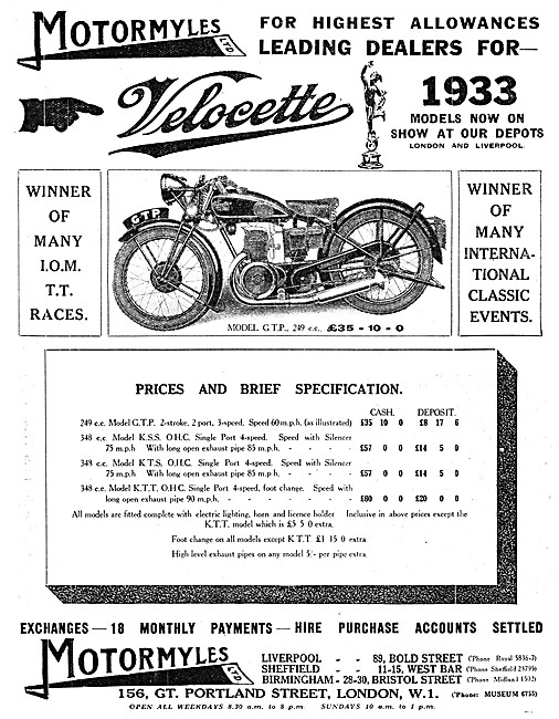 Motormyles Velocette Model GTP 250 cc                            