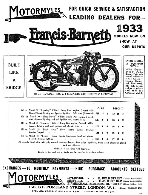 Motormyles Francis Barnett Lapwing 148 cc                        