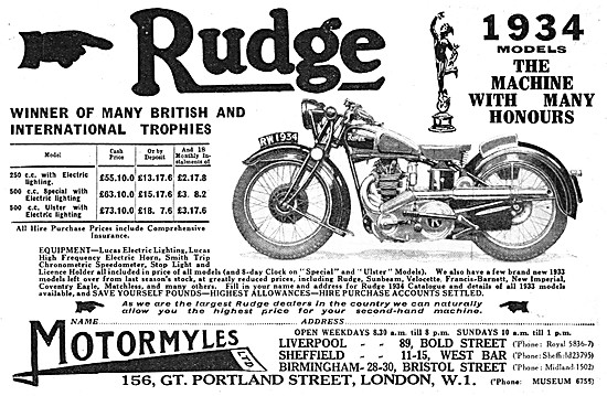 Motormyles Motorcycle Sales & Service - Rudge Agents             