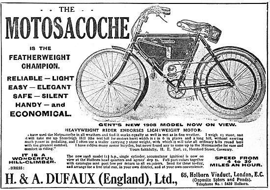 1908 Motosacoche Featherweight Motor Cycle                       