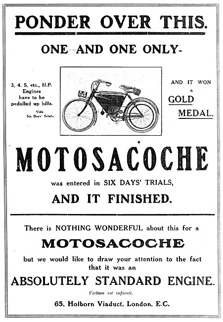 1909 Motosacoche Motor Cycles                                    