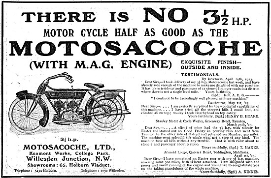 1913 Motosacoche 3.5 hp V Twin Motor Cycle                       
