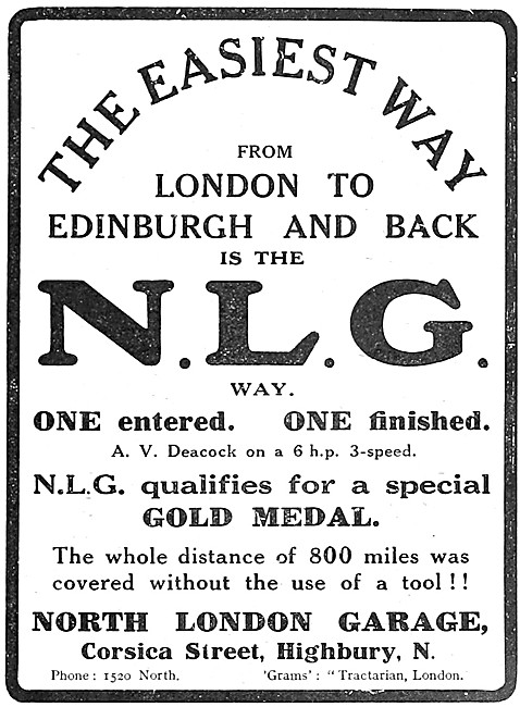 N.L.G.Motor Cycles. Corsica Street, Highbury. 1912 NLG Motorcycle