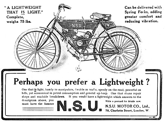 N.S.U. Lightweight  Motor Cycles                                 