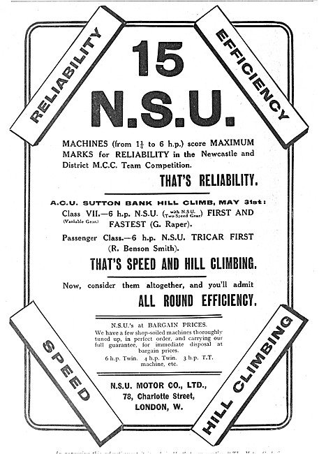 NSU Motor Cycles                                                 