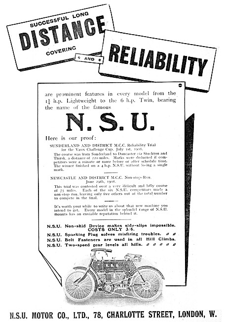 NSU Motor Cycles                                                 