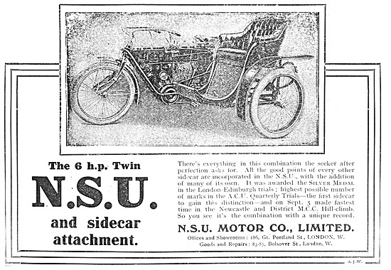 NSU 6 hp Twin & Sidecar 1909                                     