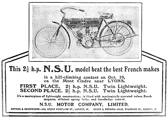 1909 2 1/2 hp  NSU Motor Cycle                                   