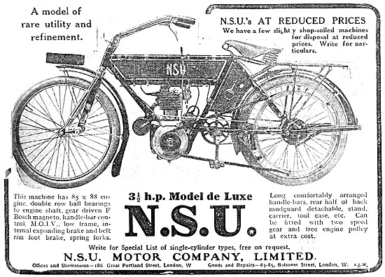 1910 NSU 3.5 hp De Luxe Motorcycle                               