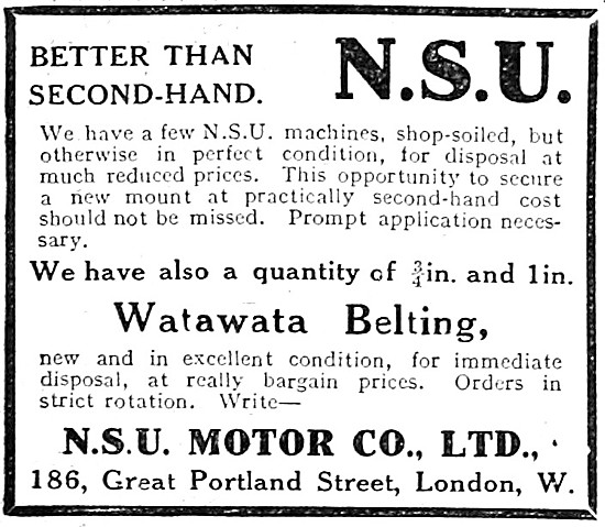 NSU Motor Cycles 1911                                            