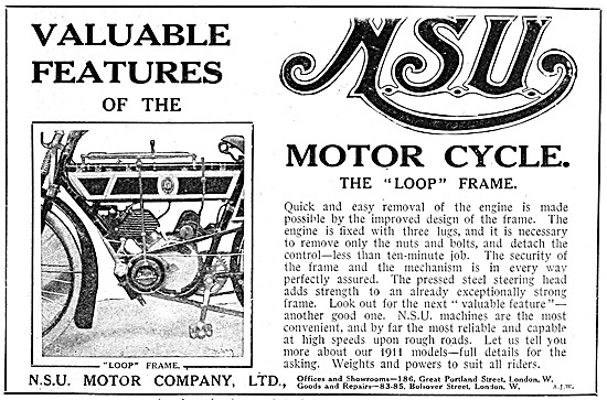 NSU Loop Frame Motor Cycle 1911                                  