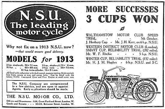 1912 N.S.U. Motor Cycles                                         
