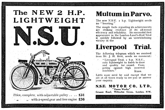 1914 2.5 HP Lightweight NSU Motor Cycle                          